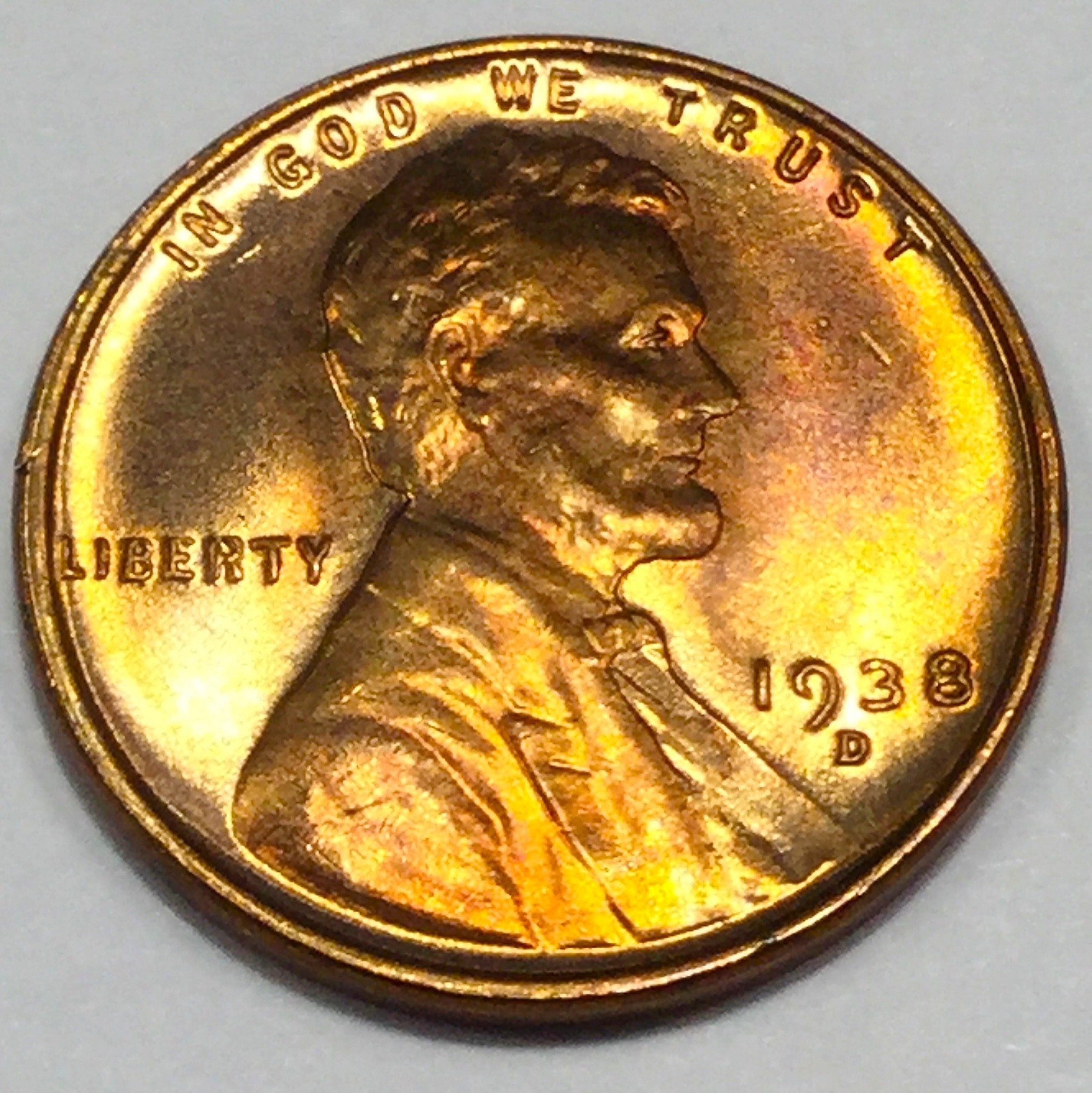 1938-D Gem Uncirculated Red Lincoln Wheat Cent Penny Beautiful Coin