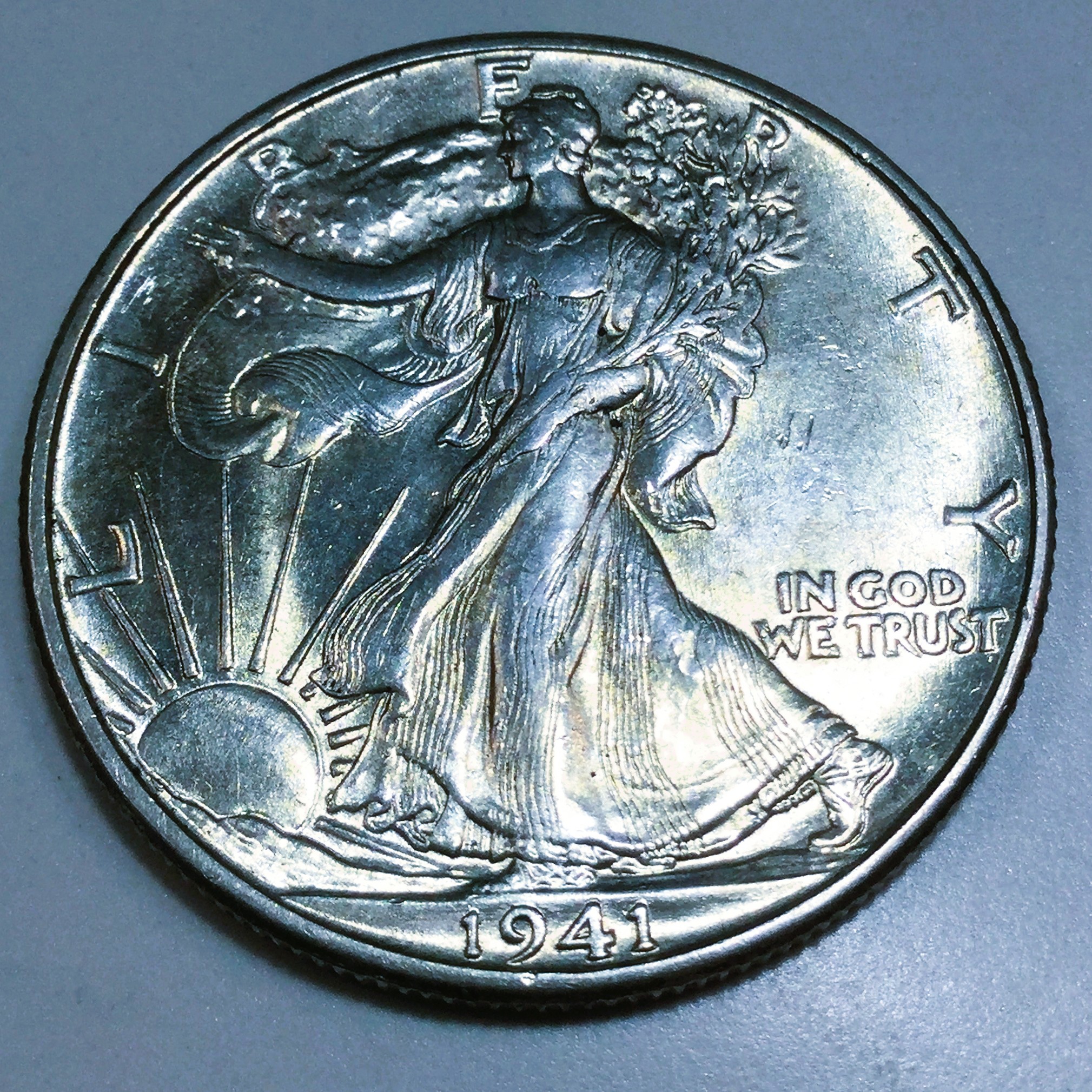 1941 Uncirculated Walking Liberty Half Dollar Beautiful Coin