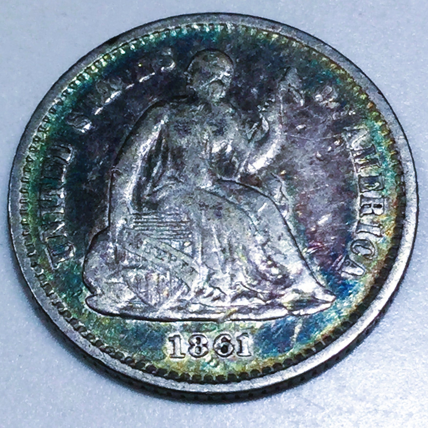 1861 Seated Liberty Half Dime Beautiful High Grade Coin Rare Date