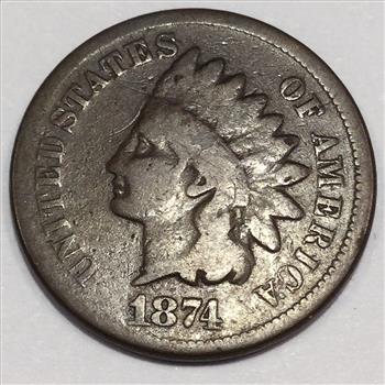 1874 Indian Head Penny Beautiful Coin Rare Date 