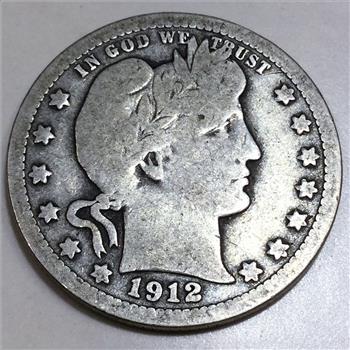 1912 Barber Quarter Beautiful Coin