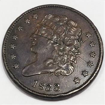1833 Classic Head Half Cent Beautiful High Grade Coin 