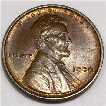 1909 VDB Uncirculated Lincoln Wheat Cent Penny Beautiful Coin 