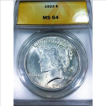 1923 Peace Silver Dollar ANACS MS64 Beautiful Coin 