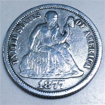 1877-CC Seated Liberty Dime Beautiful High Grade Coin Rare Date 