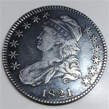1821 Capped Bust Half Dollar Beautiful High Grade Coin Rare Date 