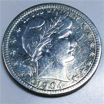 1904 Barber Quarter Beautiful High Grade Coin