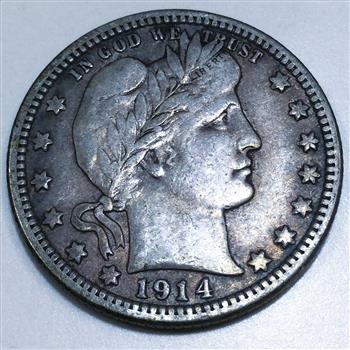 1914 Barber Quarter Beautiful High Grade Coin 