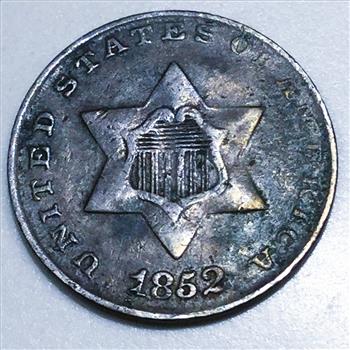 1852 Three Cent Silver Beautiful High Grade Coin 
