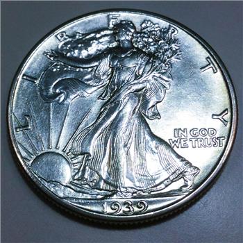 1939 Uncirculated Walking Liberty Half Dollar Beautiful Coin