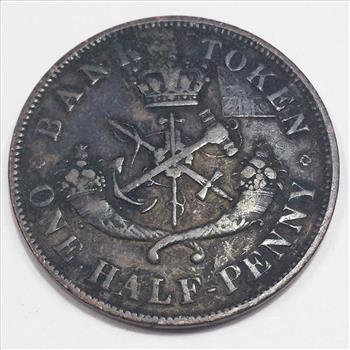 1852 Bank Of Upper Canada Half Penny Token