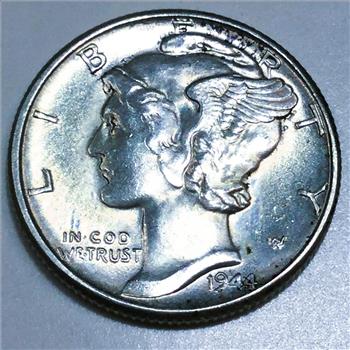 1944 Uncirculated Mercury Dime Beautiful Coin