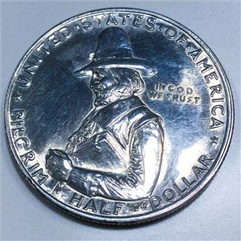 1920 AU/BU Pilgrim Commemorative Half Dollar Beautiful Coin