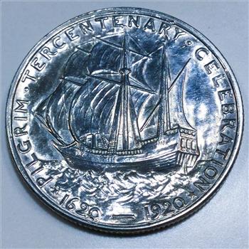 1920 AU/BU Pilgrim Commemorative Half Dollar Beautiful Coin