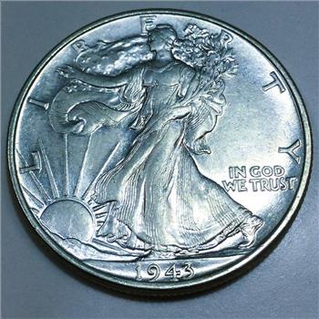 1943 Uncirculated Walking Liberty Half Dollar Beautiful Coin 