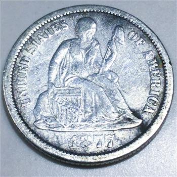 1877-CC Seated Liberty Dime Beautiful Coin Rare Date 