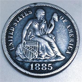 1885 Seated Liberty Dime Beautiful High Grade Coin Rare Date 