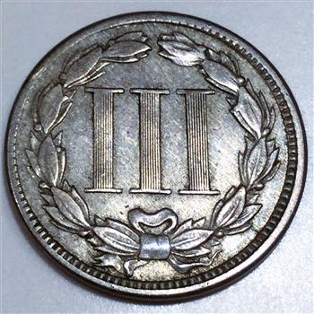 1866 Three Cent Nickel Beautiful High Grade Coin