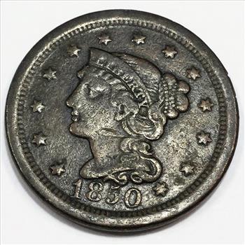 1850 Braided Hair Large Cent Beautiful High Grade Coin 