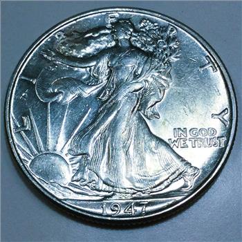1947 Uncirculated Walking Liberty Half Dollar Beautiful Coin 