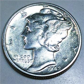 1942 Uncirculated Mercury Silver Dime Beautiful Coin 