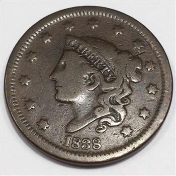 1838 Coronet Head Large Cent Beautiful Coin