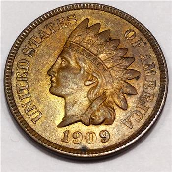 1909 AU/BU Indian Head Penny Beautiful Coin 