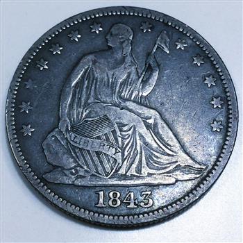 1843 Seated Liberty Half Dollar Beautiful High Grade Coin Rare Date