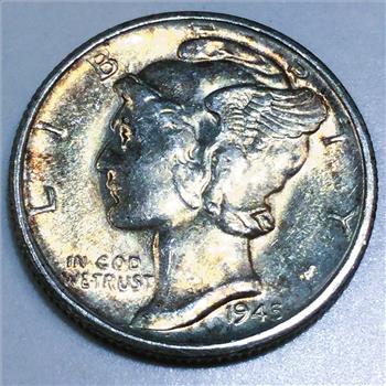 1945-S AU/BU Mercury Dime Beautiful Coin 
