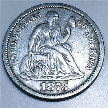 1873 Seated Liberty Dime Beautiful High Grade Coin Rare Date