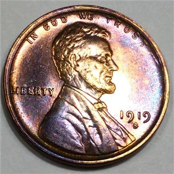 1919-S Uncirculated Red Lincoln Wheat Cent Penny Beautiful Coin