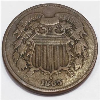 1865 Two Cent Piece Beautiful Coin 