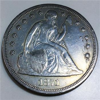 1871 Seated Liberty Dollar Beautiful High Grade Coin Rare Date  