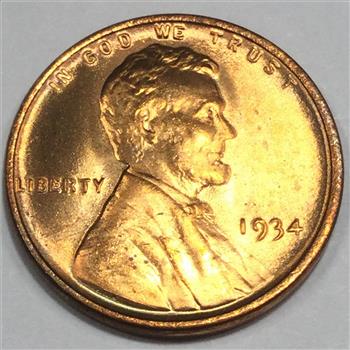 1934 Uncirculated Red Lincoln Wheat Cent Penny Beautiful Coin