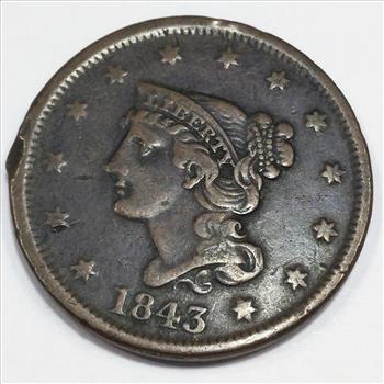 1843 Braided Hair Large Cent Beautiful High Grade Coin