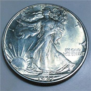 1937 Uncirculated Walking Liberty Half Dollar Beautiful Coin Rare Date 