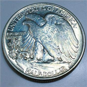 1943 AU/BU Walking Liberty Half Dollar Beautiful Coin 