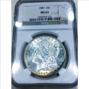 1887 Morgan Silver Dollar NGC MS63 Beautiful Coin