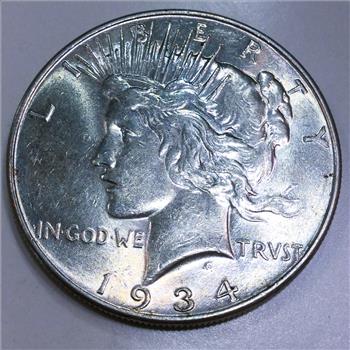 1934 Uncirculated Peace Silver Dollar Beautiful Coin Rare Date  
