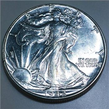 1942 Uncirculated Walking Liberty Half Dollar Beautiful Coin