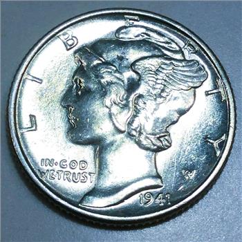 1941 Uncirculated Mercury Dime Beautiful Coin 