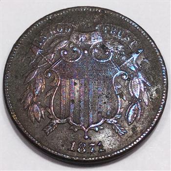 1871 Two Cent Piece Beautiful High Grade Coin Rare Date 