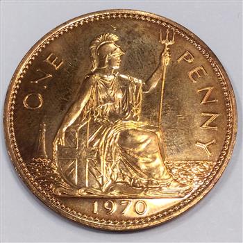 1970 Proof Great Britain Large Penny Beautiful Coin  