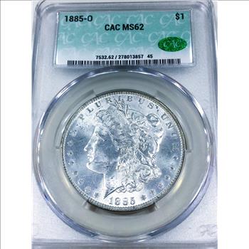 1885-O Morgan Silver Dollar CAC MS62 Beautiful Coin