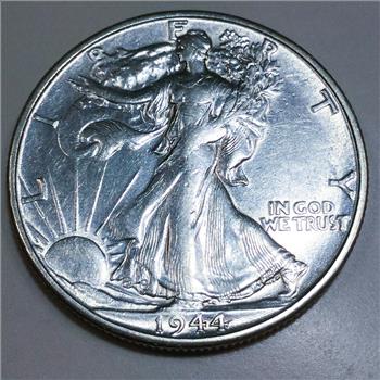 1944-S AU/BU Walking Liberty Half Dollar Beautiful Coin