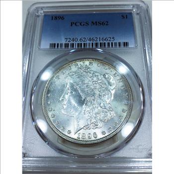 1896 Morgan Silver Dollar PCGS MS62 Beautiful Coin