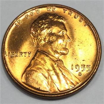 1955-S Gem Red Uncirculated Lincoln Wheat Cent Penny Beautiful Coin