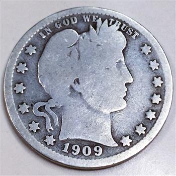 1909-S Barber Quarter Beautiful Coin Rare Date 