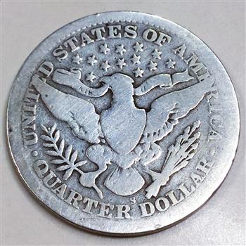 1909-S Barber Quarter Beautiful Coin Rare Date 