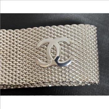 Vintage Chanel Silver Mesh Bangle Bracelet Double Checked by Authenticate First